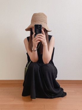 「アイテム（ハット）」を使った、hikalさん（レディース・160cm）の夏コーディネート