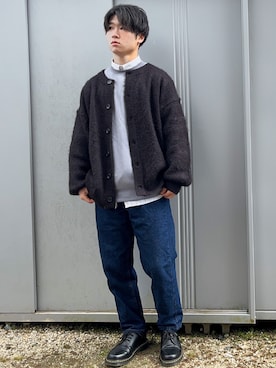「モヘアカーディガン」｜「アイテム（その他）」を使った、dai31さん（メンズ・165cm）の冬コーディネート
