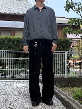 「WYM LIDNM（ウィム バイ リドム）のT/C BASIC KNIT SHIRT CARDIGAN（シャツ/ブラウス、グレー系）」を使った、dai31さん（メンズ・165cm）の春コーディネート