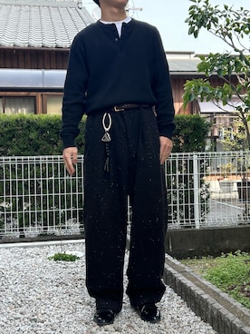 「SENSE OF PLACE by URBAN RESEARCH（センスオブプレイスバイアーバンリサーチ）のカラーネップワンタックバレルパンツ（その他パンツ、ブラウン系）」を使った、dai31さん（メンズ・165cm）の春コーディネート