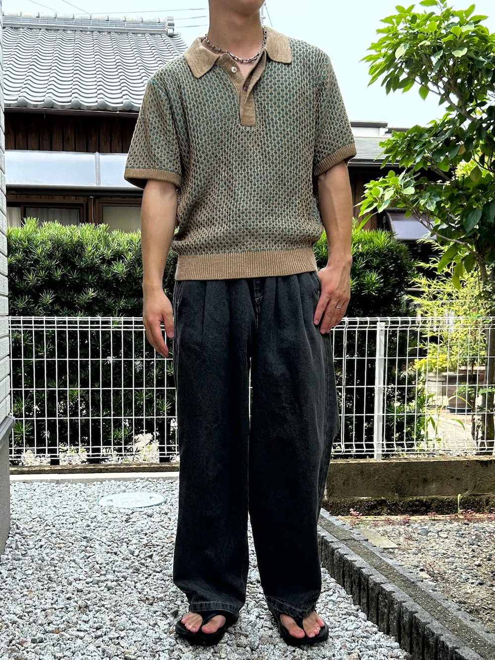 マルチカラージャガードニットポロ MULTI COLLAR JACQUARD KNIT POLO/マルチカラージャガード