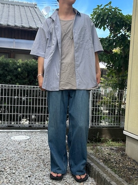「WYM LIDNM（ウィム バイ リドム）のNEW BASIC MICRO SPAN BOX H/S SHIRT（シャツ/ブラウス）」を使った、dai31さん（メンズ・165cm・20代）の夏コーディネート