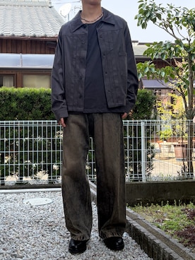 「CLEL（クレイル）の【CLEL】Double Tech Fade Trucker Design Shirt / ダブルテックフェード トラッカーデザインシャツ（シャツ/ブラウス、グレー系）」を使った、dai31さん（メンズ・165cm）の春コーディネート