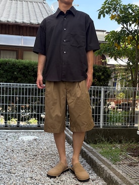 「WYM LIDNM（ウィム バイ リドム）のCOOL TOUCH MICRO SPAN H/S SHIRT（シャツ/ブラウス、グレー系）」を使った、dai31さん（メンズ・165cm）の秋コーディネート