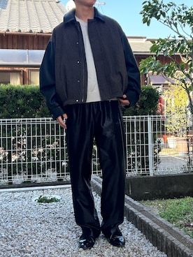 「HARE（ハレ）のレザーキリカエツイードブルゾン(HARE)（ブルゾン、ブラウン系）」を使った、dai31さん（メンズ・165cm）の春コーディネート