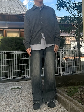 「WYM LIDNM（ウィム バイ リドム）のT/C BASIC KNIT SHIRT CARDIGAN（シャツ/ブラウス、グレー系）」を使った、dai31さん（メンズ・165cm）の春コーディネート