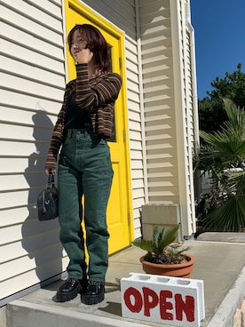 「アイテム（キャミソール、ブラック系）」を使った、misakiさん（レディース・155cm）の秋コーディネート