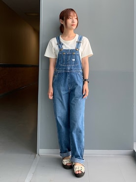 「アイテム（サロペット/オーバーオール）」を使った、misakiさん（レディース・155cm）の夏コーディネート