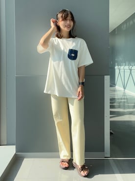 「Lee」｜「アイテム（サンダル）」を使った、misakiさん（レディース・155cm）の夏コーディネート