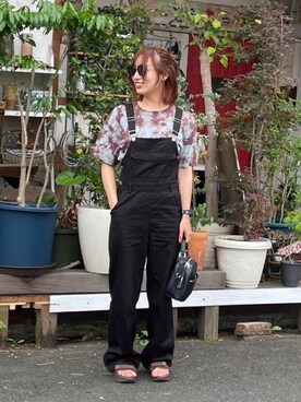「EVRIS（エヴリス）のアイテム（サロペット/オーバーオール）」を使った、misakiさん（レディース・155cm）の夏コーディネート