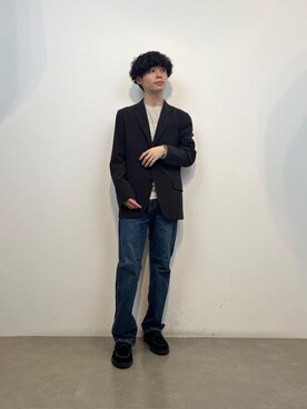 「TAKEO KIKUCHI（タケオキクチ）の【モンスターストレッチ】日本製 ウォッシュド デニムパンツ（デニムパンツ、ブルー系）」を使った、neo0921さん（メンズ）の夏コーディネート