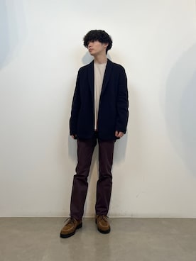 「TAKEO KIKUCHI（タケオキクチ）の【全7サイズ×7色展開！】トップマルチヘリンボン パンツ（スラックス、レッド系）」を使った、neo0921さん（メンズ）の秋コーディネート