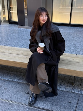 「アイテム（バンダナ/スカーフ）」を使った、Emiriさん（レディース・162cm）の冬コーディネート