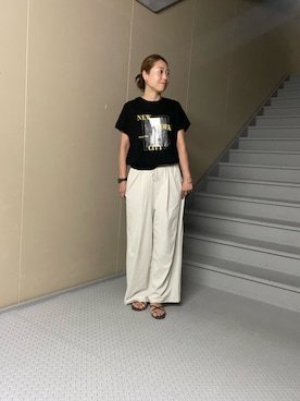 「URBAN RESEARCH Sonny Label(アーバンリサーチサニーレーベル)のフォトプリントドルマンTシャツ(Tシャツ/カットソー、その他)」を使った、Manaさん(レディース・161cm)の夏コーディネート