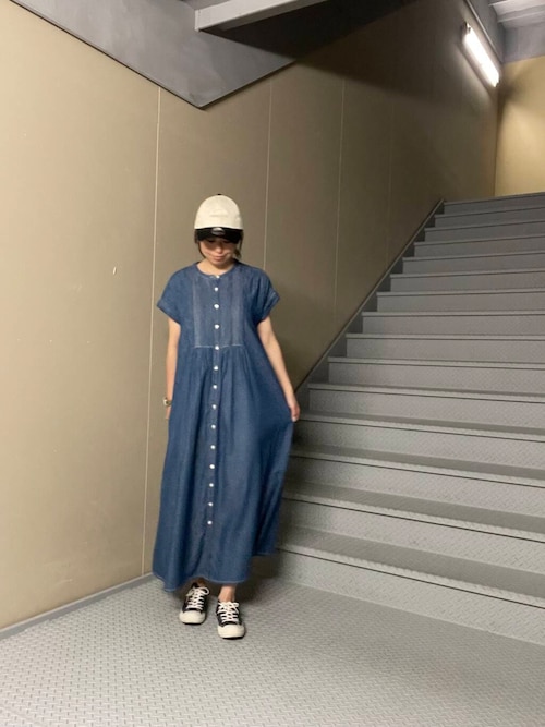 セール】デニムピンタックヨークフレンチワンピース（ワンピース