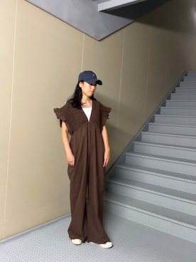「アイテム（オールインワン・サロペット）」を使った、Manaさん（レディース・161cm）の夏コーディネート