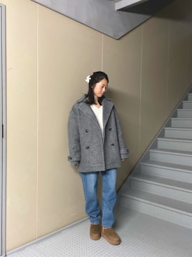 「アイテム（その他アウター、グレー系）」を使った、Manaさん（レディース・161cm）の冬コーディネート