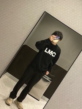 「LMCのアイテム（スウェット）」を使った、TTさん（メンズ・175cm）の冬コーディネート