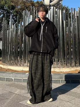 「アイテム（カーゴパンツ）」を使った、つぐ吉さん（メンズ・173cm）の秋コーディネート