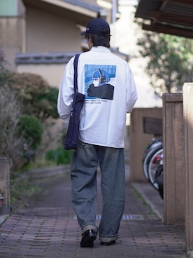 「STUDIO NICHOLSON（スタジオニコルソン）のアイテム（トートバッグ）」を使った、つぐ吉さん（メンズ・172cm）の春コーディネート