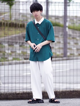 「ETELIO（エテリオ）の【2点セット】サージカルステンレスフープ　イヤーカフ　巾着付き（イヤーカフ）」を使った、つぐ吉さん（メンズ・172cm）の夏コーディネート