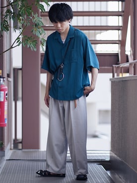 「BROKEN BASE（ブロークンベース）のアイテム（パンツ）」を使った、つぐ吉さん（メンズ・172cm）の夏コーディネート