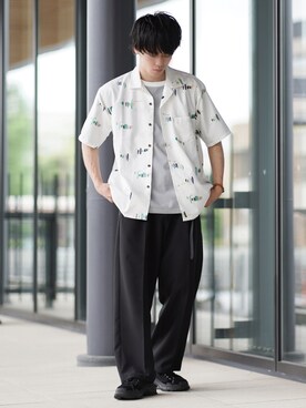 「URBAN RESEARCH Sonny Label（アーバンリサーチサニーレーベル）の『吸水速乾』セオαグラフィック半袖シャツ（シャツ/ブラウス）」を使った、つぐさん（メンズ・172cm）の夏コーディネート