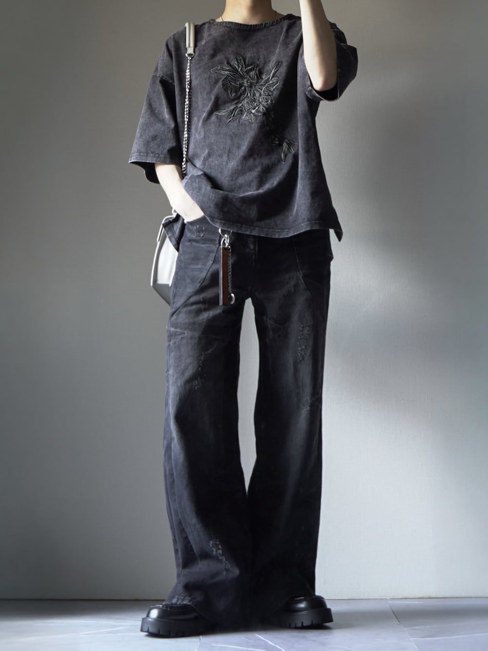 GRANCY】Seam Design Wide Straight Denim Pants / シームデザイン