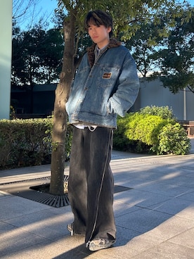 「アイテム（デニムジャケット）」を使った、つぐ吉さん（メンズ・173cm）の冬コーディネート