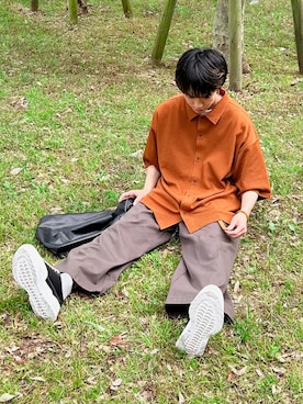 「アイテム（チノパンツ）」を使った、つぐ吉さん（メンズ・173cm）の夏コーディネート