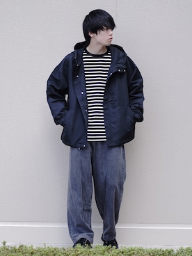 「RUUBON（ルーボン）のアイテム（マウンテンパーカー）」を使った、つぐ吉さん（メンズ・172cm）の秋コーディネート
