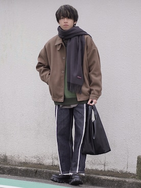 「ETELIO（エテリオ）の【2点セット】サージカルステンレスフープ　イヤーカフ　巾着付き（イヤーカフ）」を使った、つぐ吉さん（メンズ・172cm）の秋コーディネート