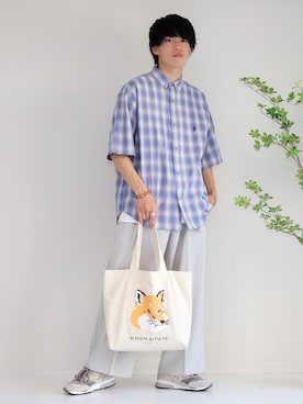 「BROKEN BASE（ブロークンベース）のアイテム（パンツ）」を使った、つぐ吉さん（メンズ・172cm）の夏コーディネート