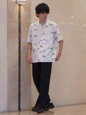「URBAN RESEARCH Sonny Label（アーバンリサーチサニーレーベル）の『吸水速乾』セオαグラフィック半袖シャツ（シャツ/ブラウス）」を使った、つぐさん（メンズ・172cm）の夏コーディネート