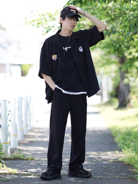 「ADER error（アーダーエラー）のアイテム（帽子）」を使った、つぐ吉さん（メンズ・172cm）の春コーディネート