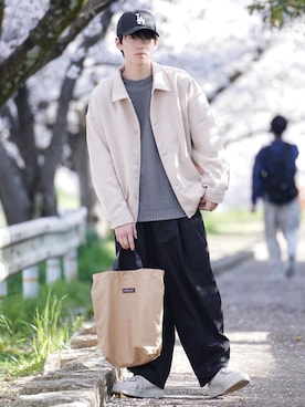 「はじめましてコーデ」｜「アイテム（ブルゾン）」を使った、つぐ吉さん（メンズ・172cm）の春コーディネート