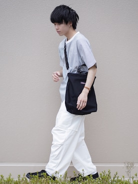 「ETELIO（エテリオ）の【2点セット】サージカルステンレスフープ　イヤーカフ　巾着付き（イヤーカフ）」を使った、つぐ吉さん（メンズ・172cm）の夏コーディネート