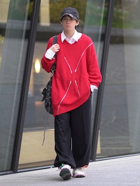 「ADRER（アドラー）のアイテム（バッグ）」を使った、つぐ吉さん（メンズ・173cm）の春コーディネート