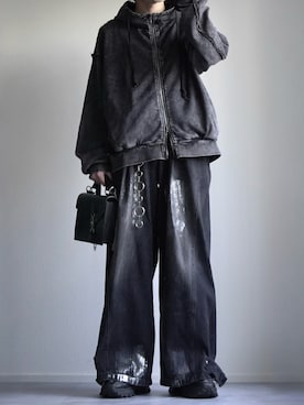 「Spielio（シュピーリオ）の【Spielio】Vintage like switch design double zip hoodie /ヴィンテージライク切り替えデザインダブルジップパーカー（パーカー）」を使った、つぐ吉さん（メンズ・173cm・20代）の冬コーディネート