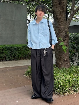 「アイテム（スラックス）」を使った、つぐ吉さん（メンズ・173cm）の春コーディネート