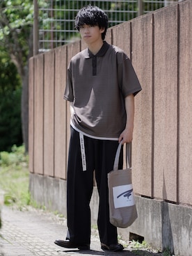 「チドリ柄」｜「アイテム（ローファー）」を使った、つぐ吉さん（メンズ・172cm）の夏コーディネート