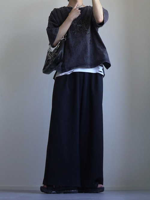 ［ミルク］un peu wide baggy slacks LUENNA】One-Tuck Baggy Wide Slacks / ワンタックバギーワイド