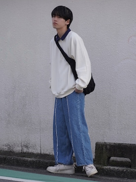 「ASTRONOMY（アストロノミー）のアイテム（スウェット）」を使った、つぐ吉さん（メンズ・172cm）の春コーディネート