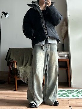 「アイテム（ダウンジャケット/コート）」を使った、つぐ吉さん（メンズ・173cm）の秋コーディネート