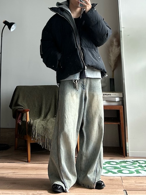 GRANCY ZipDesign Buggy Denim Pants ブラック GRANCY】ZipDesign Buggy DenimPants / ジップデザイン バギー