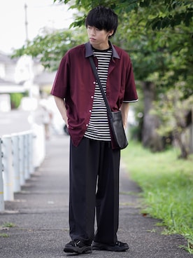 「ETELIO（エテリオ）の【2点セット】サージカルステンレスフープ　イヤーカフ　巾着付き（イヤーカフ）」を使った、つぐ吉さん（メンズ・172cm）の夏コーディネート