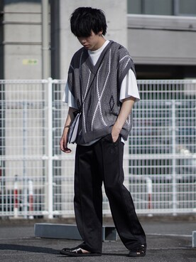 「ETELIO（エテリオ）の【2点セット】サージカルステンレスフープ　イヤーカフ　巾着付き（イヤーカフ）」を使った、つぐ吉さん（メンズ・172cm）の夏コーディネート