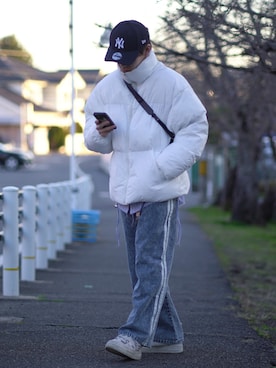 「Confirm（コンファーム）のアイテム（ダウンジャケット/コート）」を使った、つぐ吉さん（メンズ・172cm）の冬コーディネート