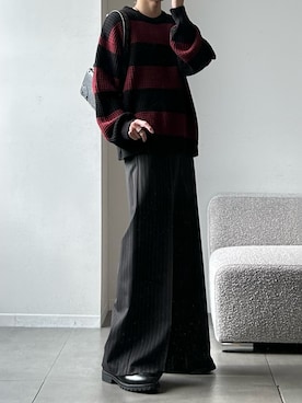 「アイテム（スラックス）」を使った、つぐ吉さん（メンズ・173cm）の秋コーディネート