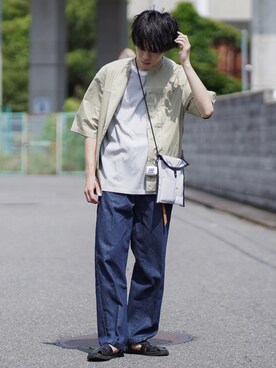 「ETELIO（エテリオ）の【2点セット】サージカルステンレスフープ　イヤーカフ　巾着付き（イヤーカフ）」を使った、つぐ吉さん（メンズ・172cm）の夏コーディネート